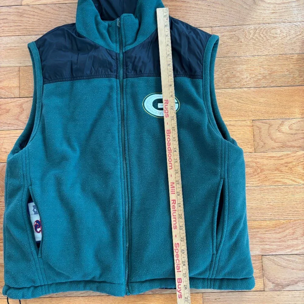 VTG Unique Sports Generation Green Bay Packers Mens L Reversible Vest Y2K Fleece
